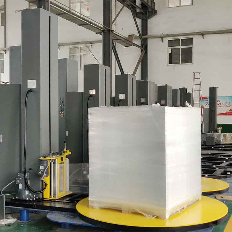 Automatic pallet shrink wrap stretch wrapping machine